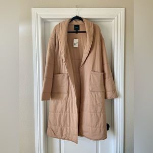 Quilted Open-Front Duster Coat